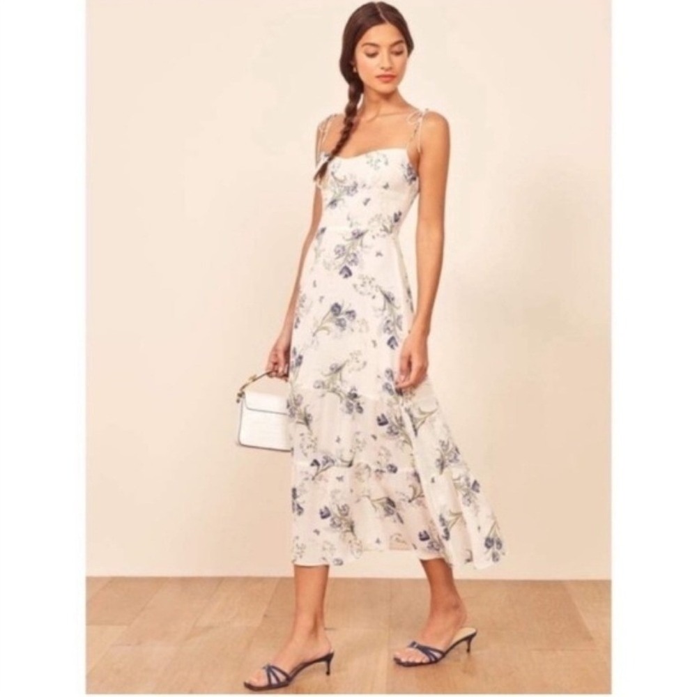 Reformation Emmie Delilah Floral Print Smocked Midi Dress Size 4